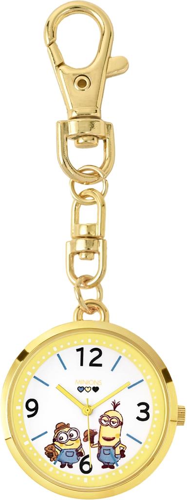 Fieldwork Analog Pocket Watch with Minions Bob and Kevin Japanese Hook Easy to Keychain Bag Standard KC Women's Design, Movement, Attachment, Attach,