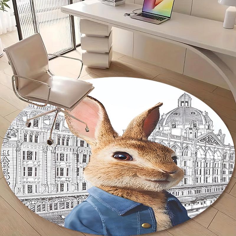 1pc Peter Rabbit2 Design Printed Area Round Carpet for Bedroom Living Room Home Decor Rugs Mat Non Slip Mat Rug for Bedside