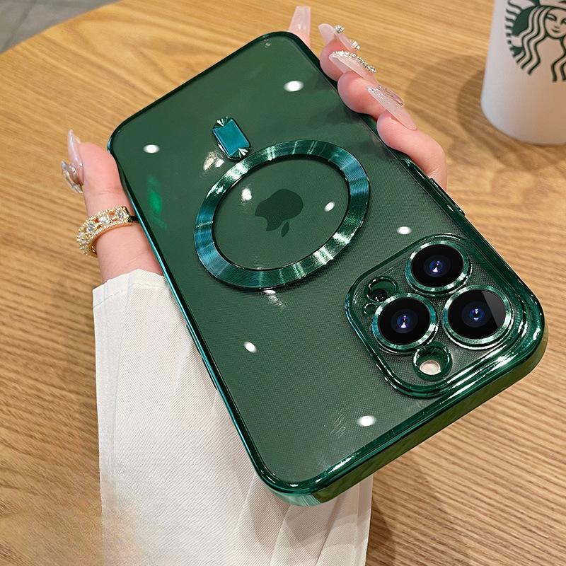 Electroplated Transparent, Suitable for Apple 16PRO Phone Cases, Magsafe Magnetic Attraction, Fully Covered with The Built-in Lens Film of IPhone14