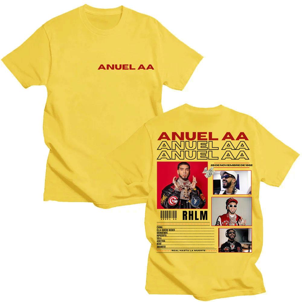 Rapper Anuel AA Real Hasta La Muerte Tour 2025 T-Shirt Men's Hip Hop Gothic Harajuku T Shirts Oversized Cotton Tshirt Streetwear