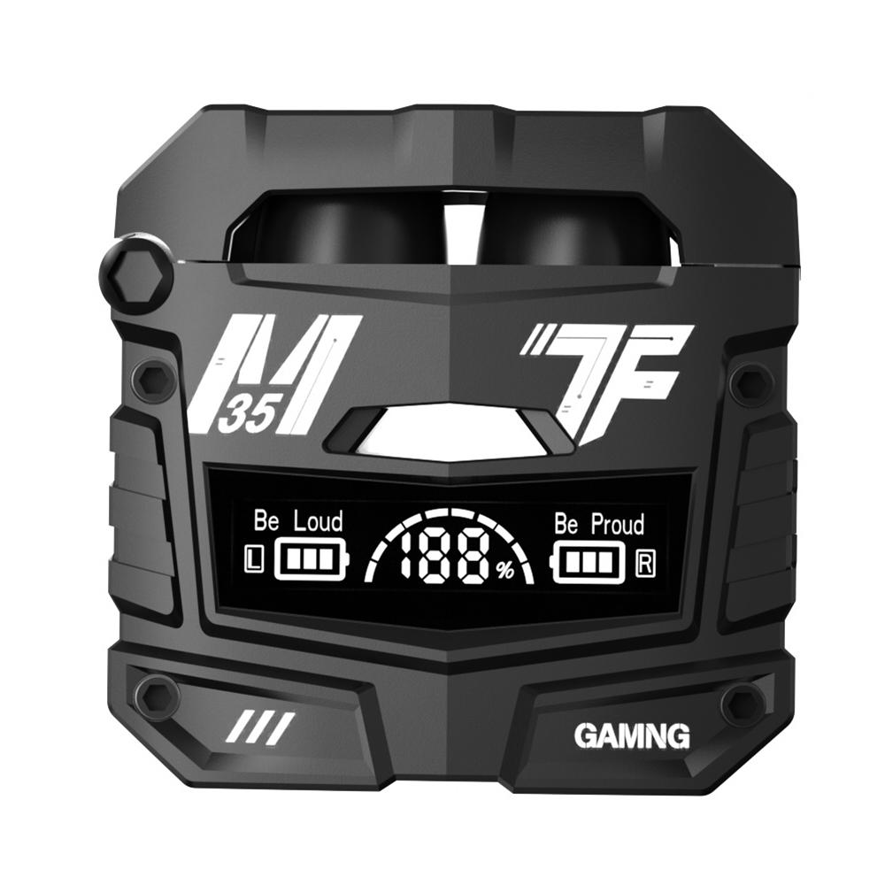 

M35 Bluetooth-compatible Earphones Digital Display Wireless Gaming Earbuds Surround Bass with Charging Case Silver