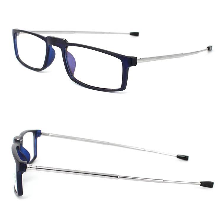 TR90 Folding Anti-Blue Light Reading Glasses for Men & Women, Portable with Telescopic Stainless Steel Legs
