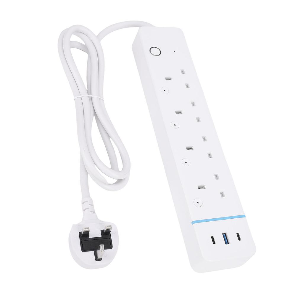 Smart strømskinne for APP WiFi Smartplugg Strømskinne med 4 individuelt kontrollerte uttak og 3 USB-porter for hjemmet