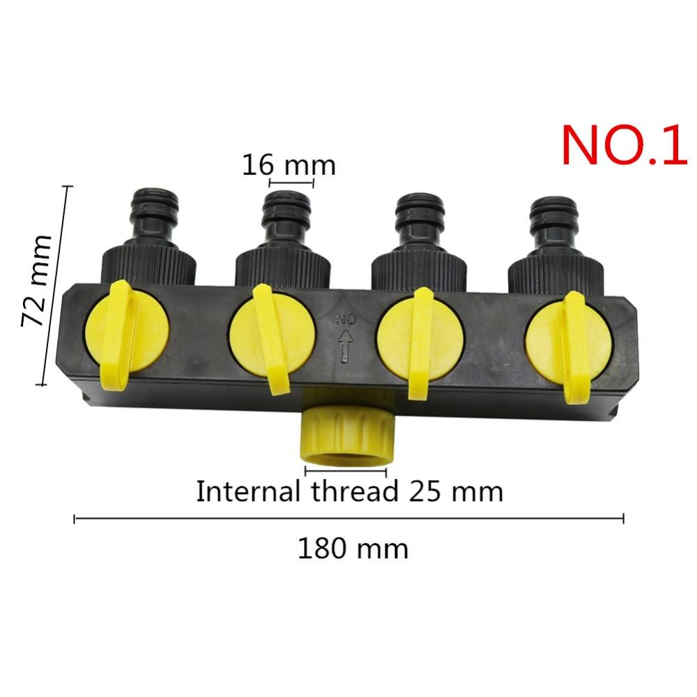 Drip Irrigation 4-Way Garden Tap Water Splitter Water Pipe 4 way Splitter Irrigation Valve Quick Connector Female 1/2 "3/4" 1"