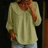 Women's Casual Solid Color Blouse Ruffle Trim Top Long Sleeve Loose Fit Shirt Lightweight Comfortable Fabric