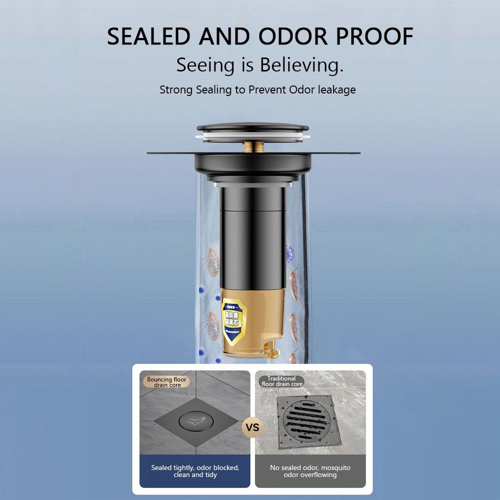Stainless Steel Press-Type Floor Drain Pop Up Bounce Pedal Type Shower Foot Floor Drain Removable Anti-odor Sewer Floor Strainer