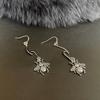 Handcrafted Bohemian Silver Bumblebee Dangle Earrings