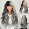 Black And White Spotted Long Curly Hair Synthetic Wig Large Wave Daily Holiday Party Halloween Matching Wig Headgear