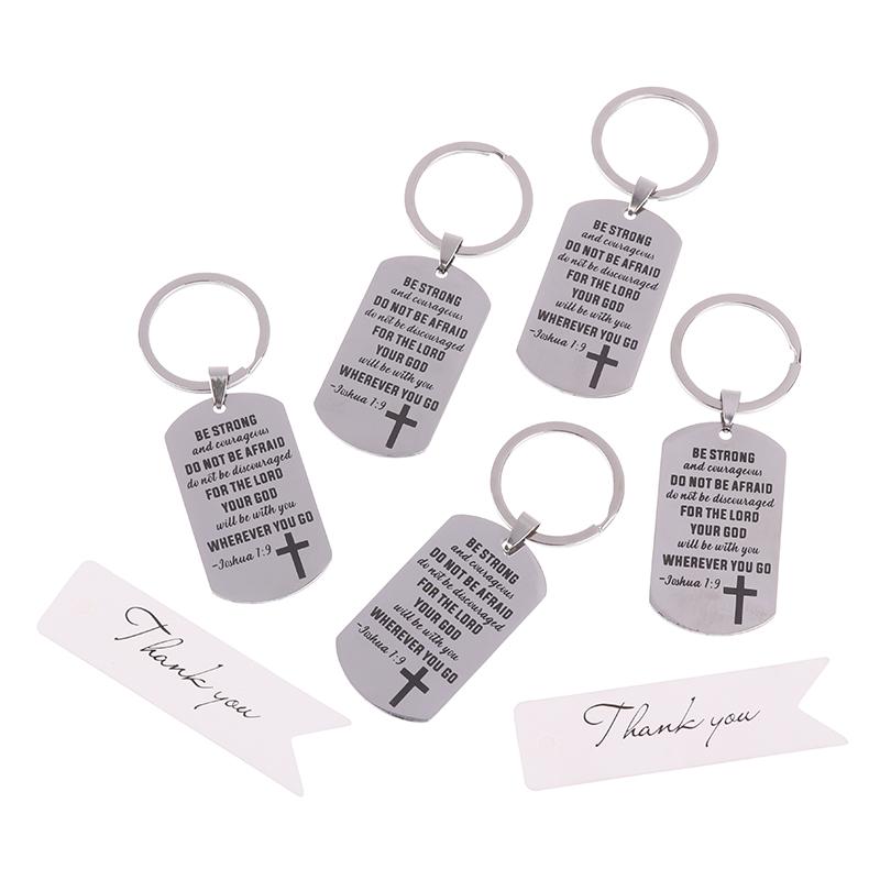 12Set Cross Christian Gifts Inspirational Bible Verse Keychain, Be Strong And Courageous Pendant, Religious Jewelry For Birthday