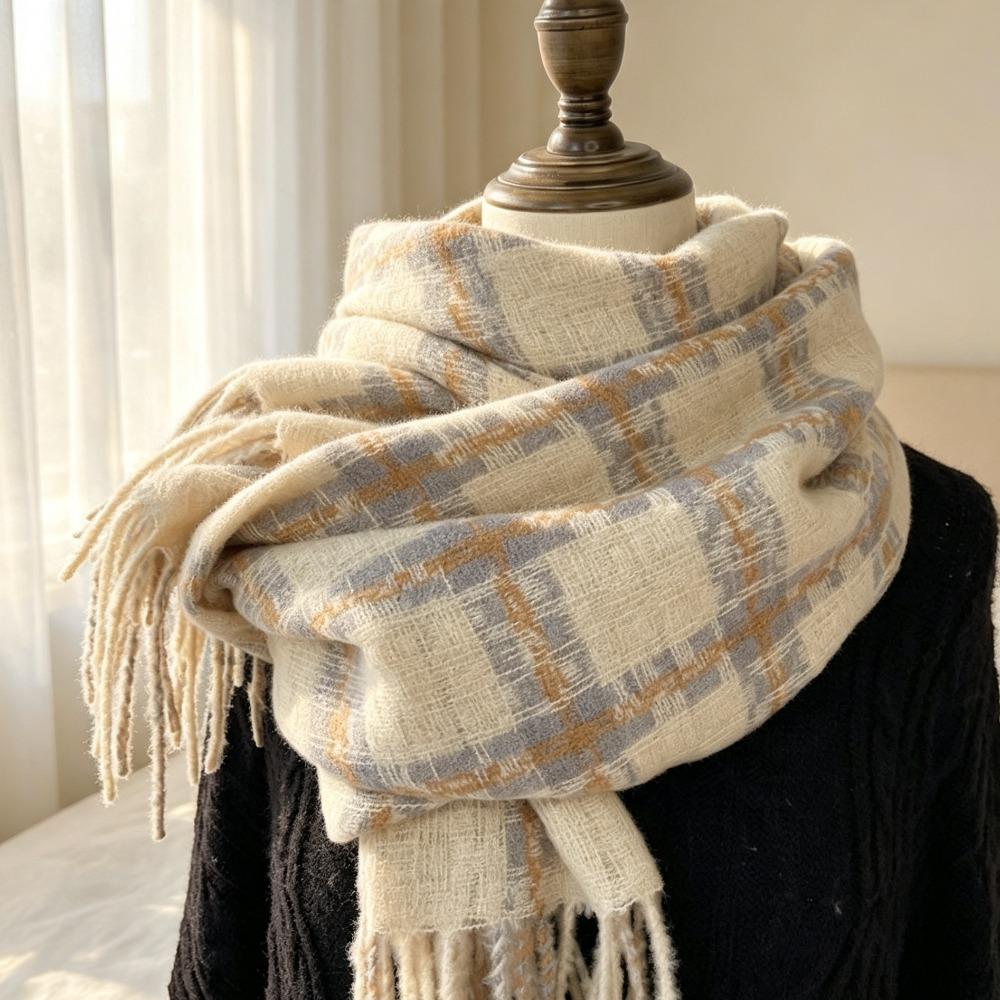 Plaid Pattern Neck Warmer Faux Cashmere Winter Scarf New Women's Scarf  Fall Winter Wear