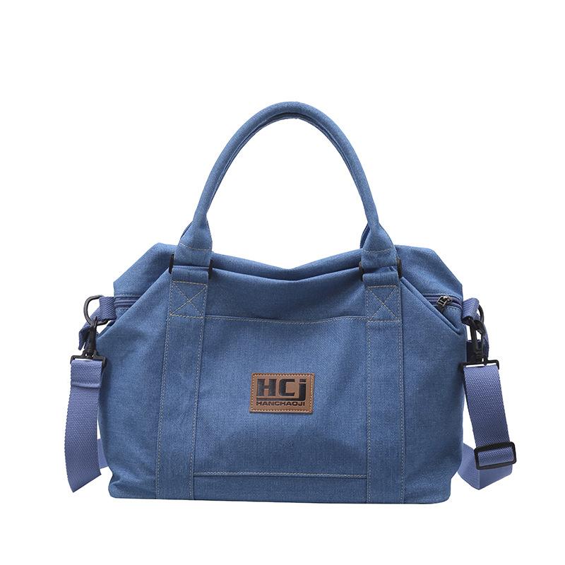 American tote bag women's street trend short-distance denim travel bag casual shoulder messenger sports fitness bag