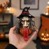 Halloween Party Table Decor Long Tongue Witch Pumpkin Ornament, Spooky Gothic Desktop Resin Tabletop Decorations Figurine, Collectible Decoration for
