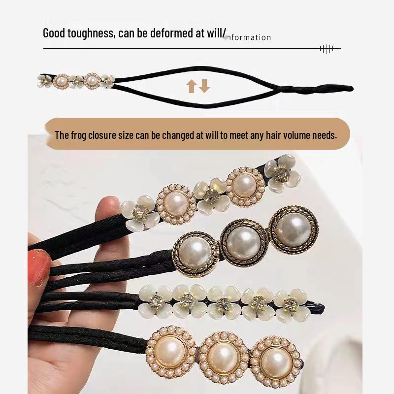 Koreanische Perlenblütenblatt Hochsteckfrisur Werkzeug - Elegantes Retro Flecht- & Messy Bun Haarstyling-Accessoire