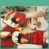 Christmas Plaid Themed Fabric Embroidered Heat Resistant Pot Holders And Gloves For Cooking Festive