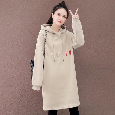 Women's Fleece-Lined Embroidered Hooded Sweatshirt - New 2025 Winter Design, Long and Loose Fit