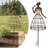 Floral Vine Support Frame Vintage Lady Garden Trellis Stake, Rustic Art Decor for Yard, Elegant Woman Silhouette Pergola Shape Plant Climbing