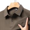 Waffle Seamless New Long-sleeved T-shirt Men's Lapel Business Casual Spring and Autumn Polo Shirt Middle-aged Dad Wear