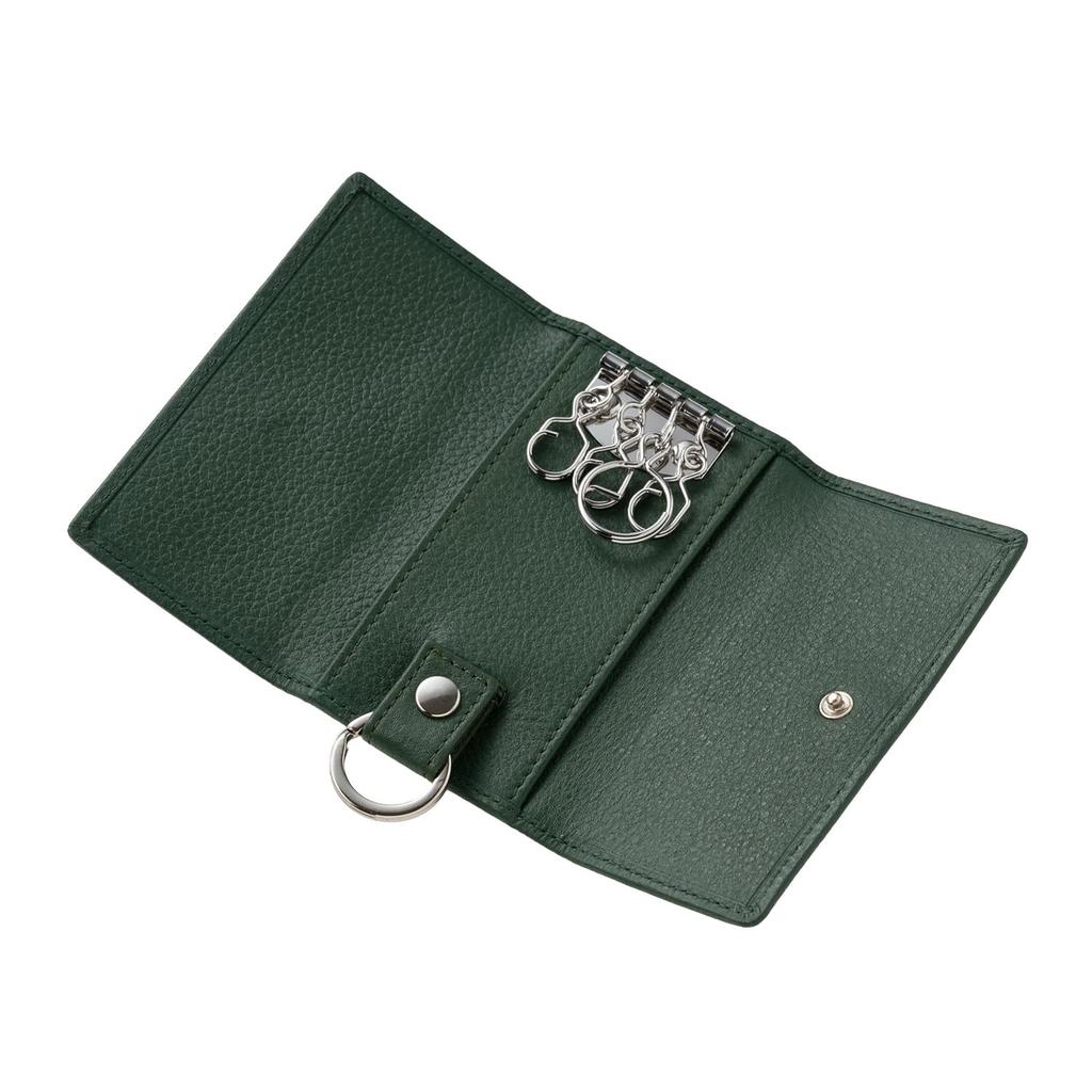 Shrink Leather 4 Row Simple Key Case Case Simple Slim Leather Gift [Milagro] (Key Men's Women's Stylish) SL-SH-655 (Navy)