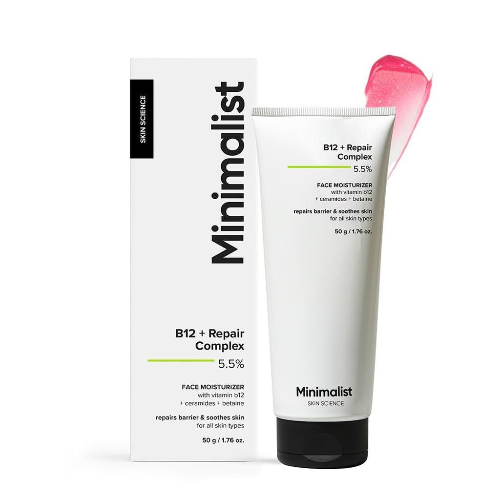 Minimalist Barrier Repair Face Moisturizer with Vitamin B12 Complex 5.5% with Ceramides for All Skin Types | Strengthens Skin Barrier, Boosts Hyd