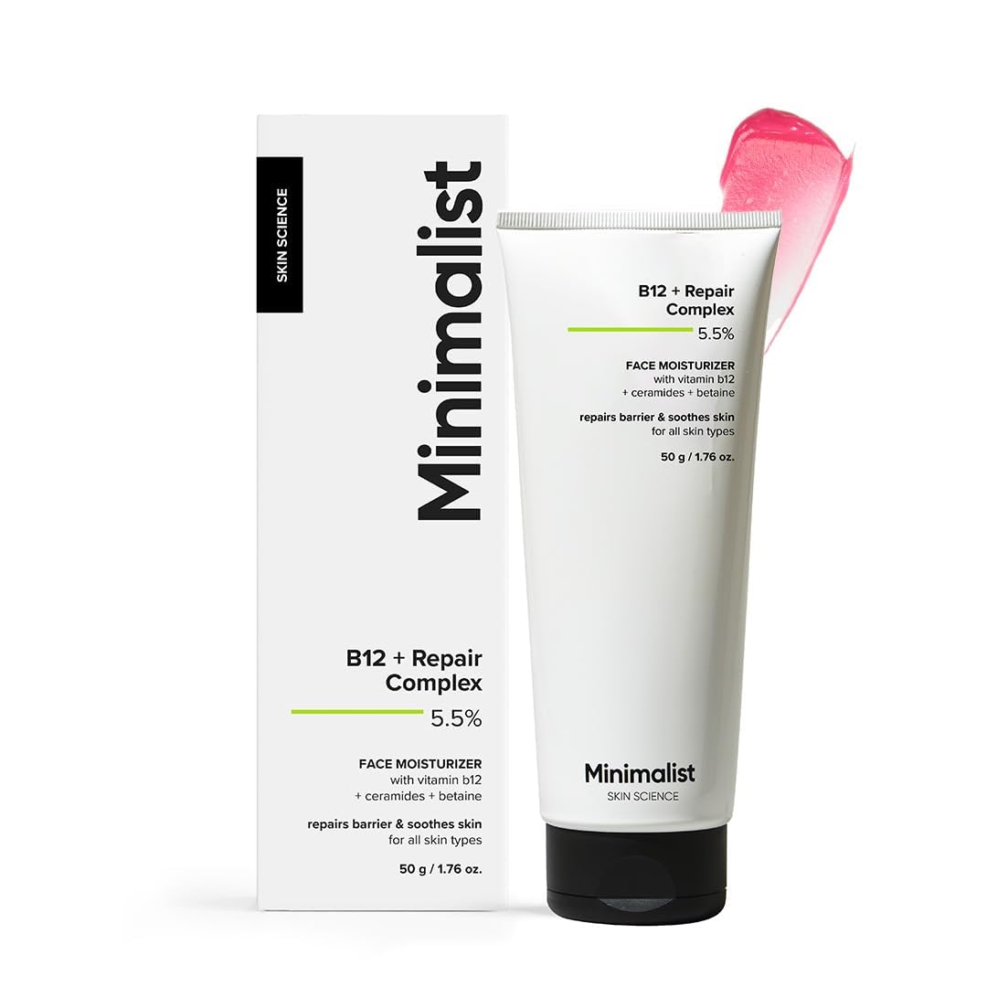 

Minimalist Barrier Repair Face Moisturizer with Vitamin B12 Complex 5.5% with Ceramides for All Skin Types | Strengthens Skin Barrier, Boosts Hyd