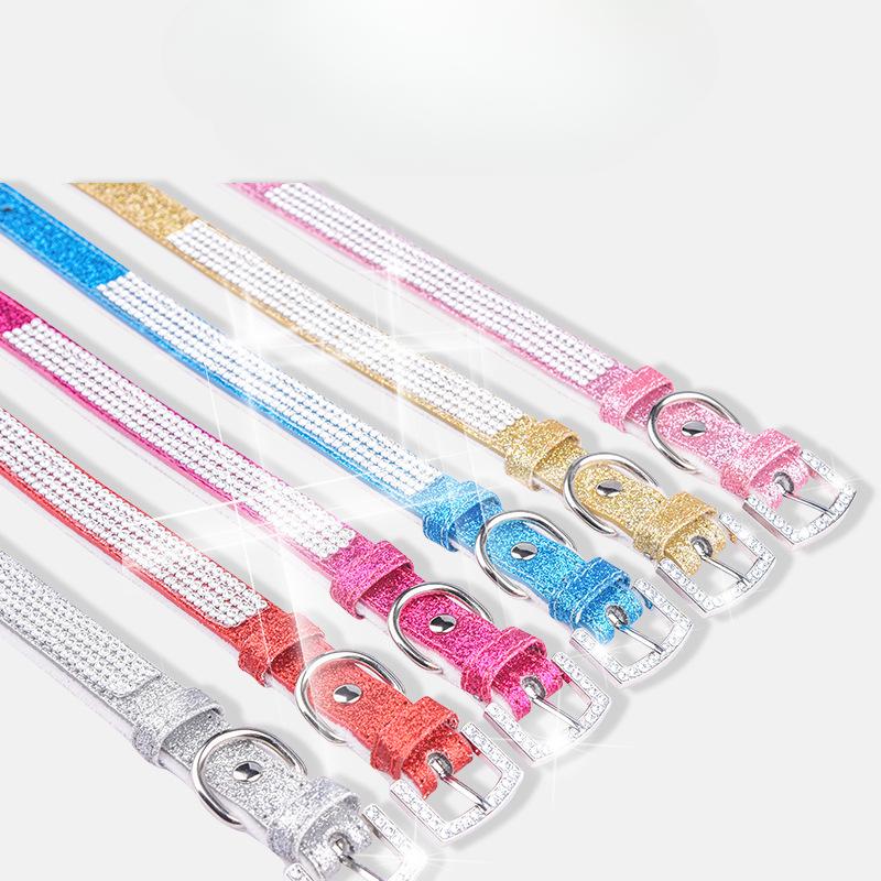 New Pet Collars with Shiny Rhinestones Dog Collars Comfortable Plush Base Dog Collars