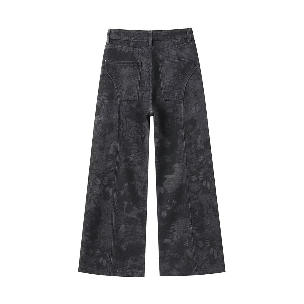 Women's Stylish Print Design Wide-Leg Casual Pants - Slimming, Versatile & Fashionable Straight-Leg Trousers