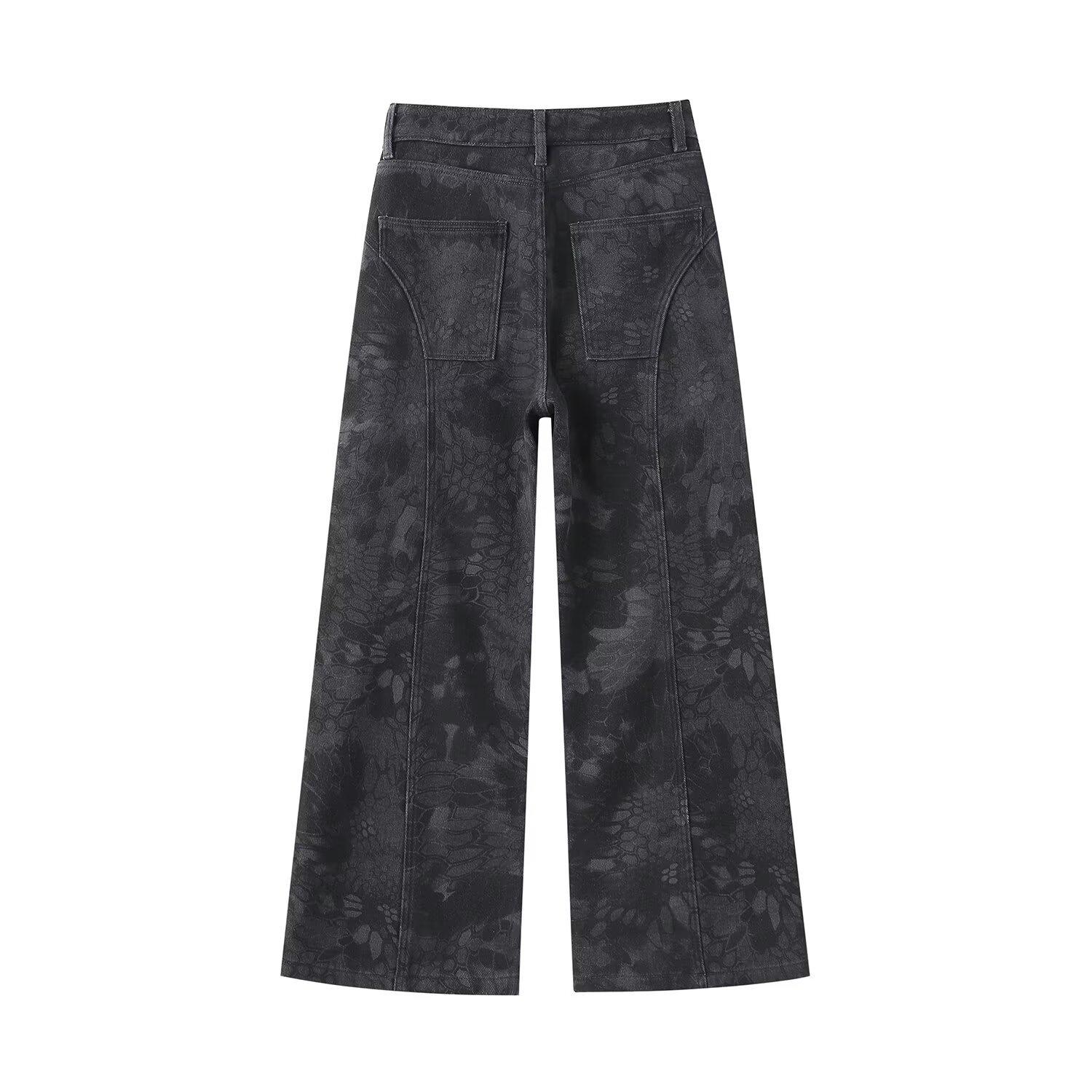 

Women s Stylish Print Design Wide-Leg Casual Pants - Slimming, Versatile & Fashionable Straight-Leg Trousers Triple Extra Large серый/чёрный