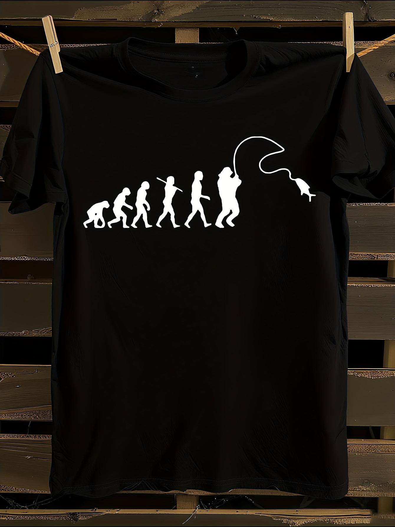 Funny Evolution Fish to Human Graphic T-shirt XXXXL