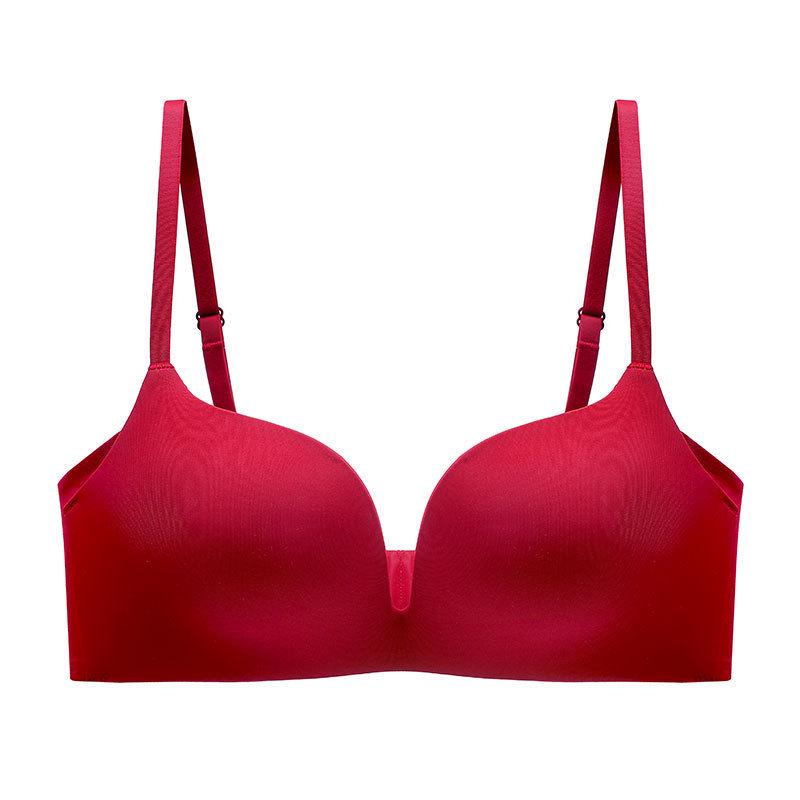 

Бесшовный красный бюстгальтер на косточках с мягкой поддержкой и подъемом XL (80C/85A/85B)