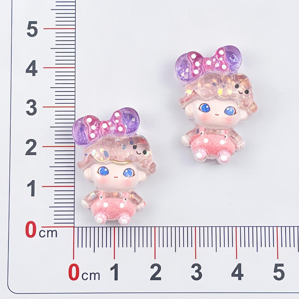 Cartoon Glitter Bubble Girl Resin DIY Accessories for Phone Cases, Hair Clips, and Keychains.