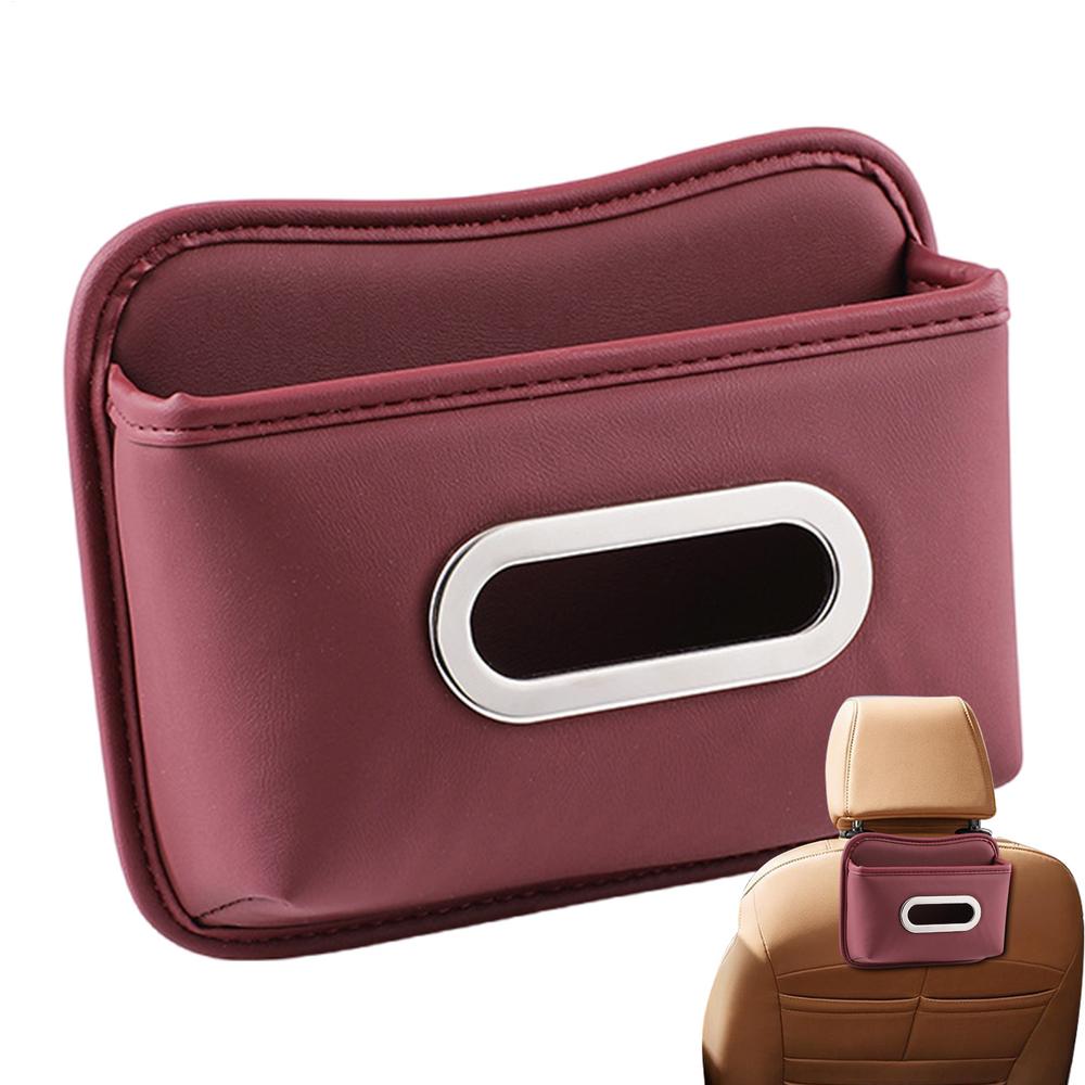 Car Tissue Box Leather Adhesive Vehicle Accessories Car Napkin Holder For Seat Back Armrest Console Sun Visor SUV Truck Home