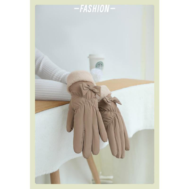 Winter Ladies Gloves Plus Velvet Padded Rainproof Gloves Outdoor Windproof and Cold Proof Warm Touch Screen