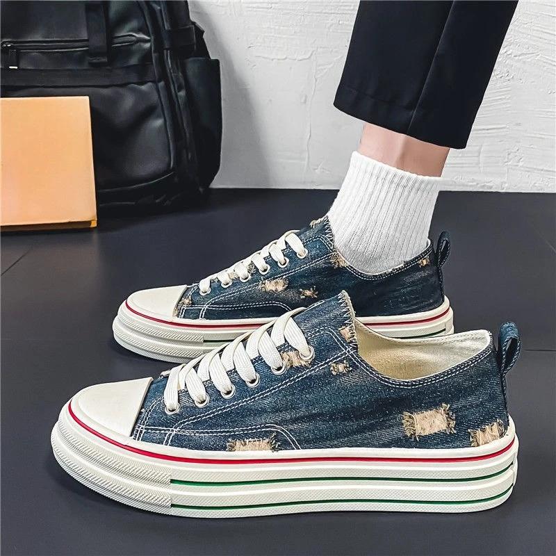 Fashion Sneakers Canvas Round Toe Young Students Chunky Man Shoe Miked Colour Adults Breathable Work Comfortable Casual Shoes for Men