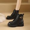 Fashion 2024 Hot Sale New Wear Resistant Non-slip Winter Round Head Ladies Boots Solid Color Fashion Outdoors Warm Plush Women Shoes