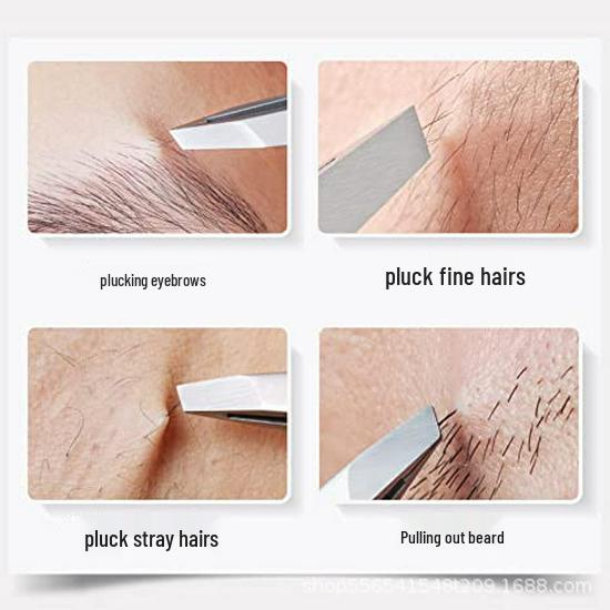 Stainless Steel Precision Eyebrow Tweezers and Beard Shaping Pliers with Frosted Laser Finish