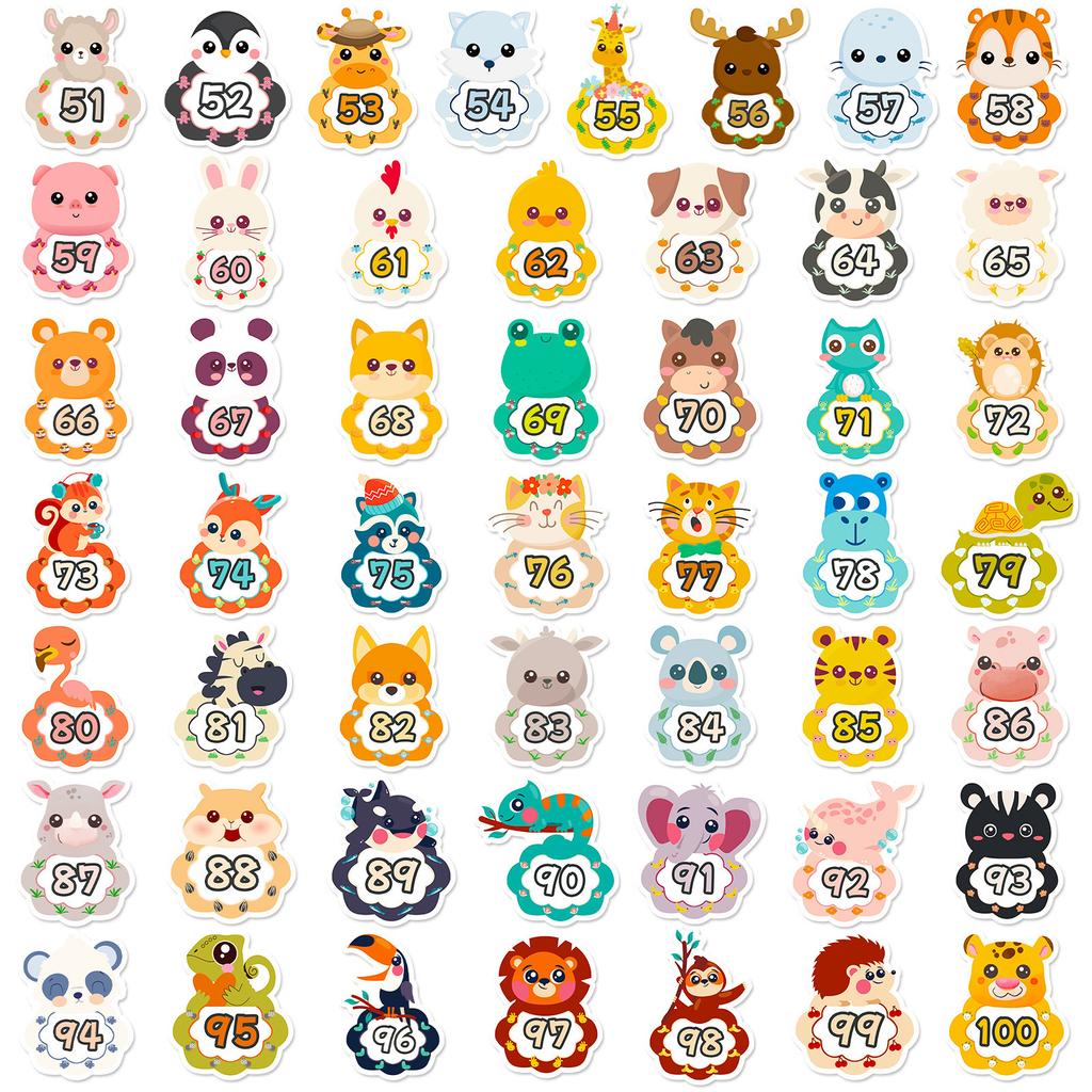 50 Early Childhood Animal Digital Enlightenment Stickers for Babies and Kindergarten Students Enlightenment Cognition Digital Stickers