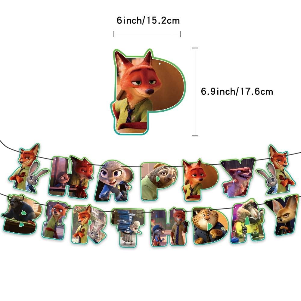 Zootopia Birthday Decorations Party Set, Disney Characters, Animation, Cute Animals, Zootopia Judy, Nick, Kids, Girls, Boys, Orange, Blue, White,