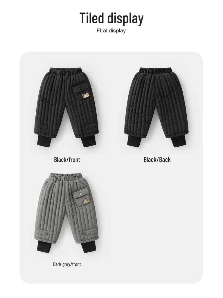Stylish European Boys' Cotton Fleece Pants - Thick, Warm Winter 2025 Collection
