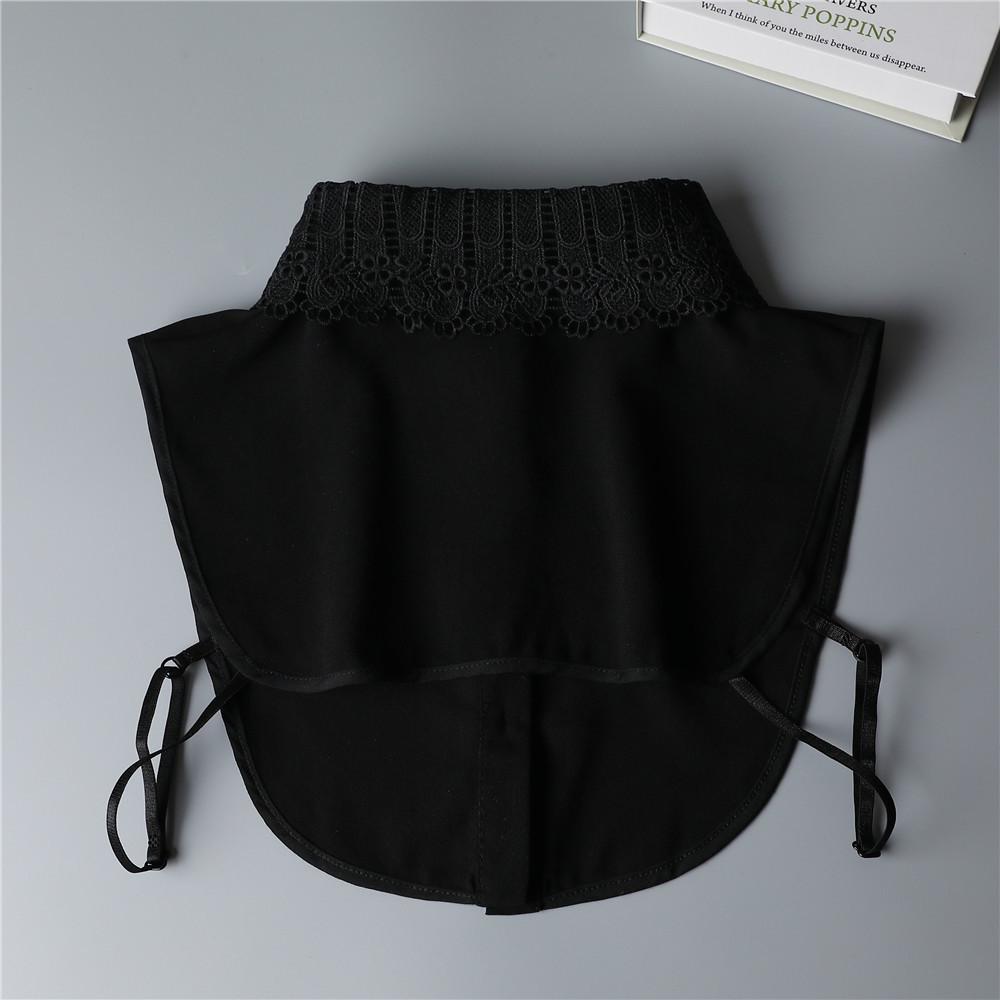 New Fall/Winter Crochet Lace Chiffon Shirt Dickey with Turn-Down Collar