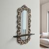 Yousheng Wooden Wall Floating Shelves Leopard Print Decorative Shelf Wall Mounted Planter Display Rack with Acrylic Mirror for Living Room Entryway
