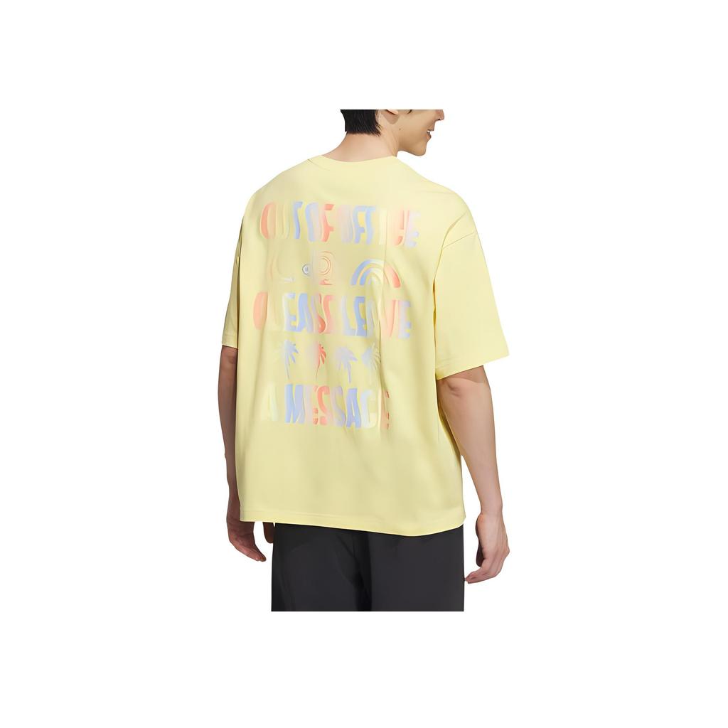 adidas Neo Vibe Collective Tee Alphabet Print Loose Sport Short Sleeve T-Shirt Unisex Tops Sand-Brown IA6745