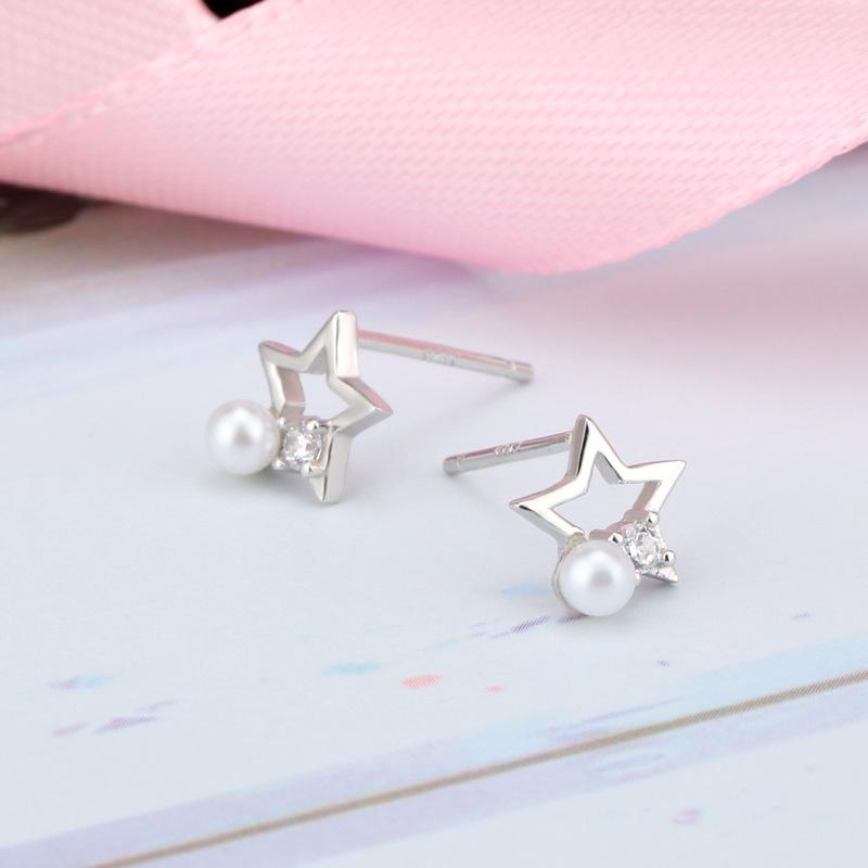 Beixi S925 Sterling Silver Star Stud Earrings for Women - Simple, Trendy, and Exquisite. 925 Silver