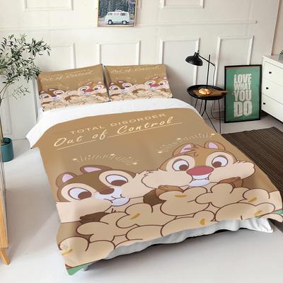 Chip & Dale Schlafzimmer Bettwäscheset Bettbezug Weihnachtsgeschenke Komfort Cartoon Mit Kissenbezug für Kinder und Erwachsene geeignet