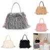 Solid Color Plush Handbag With Zipper And Chain For Casual Daily Use