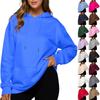 Dame Casual Løs Sport Drop Shoulder Ermer Glatt Panel Hettegenser Sweatshirt