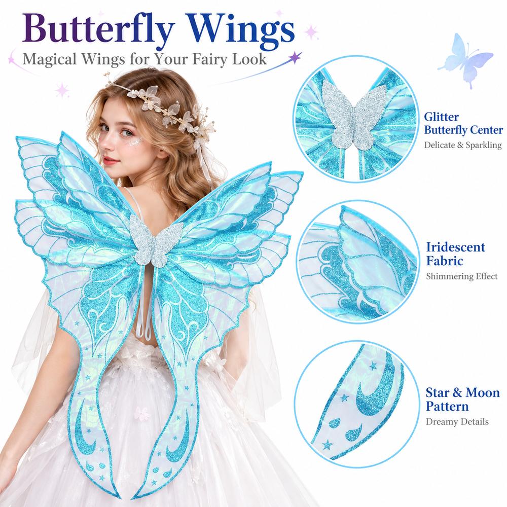 Colorful Butterfly Wings Wearable Angel Wings Fantasy Dress Up Wings  Festival Costume