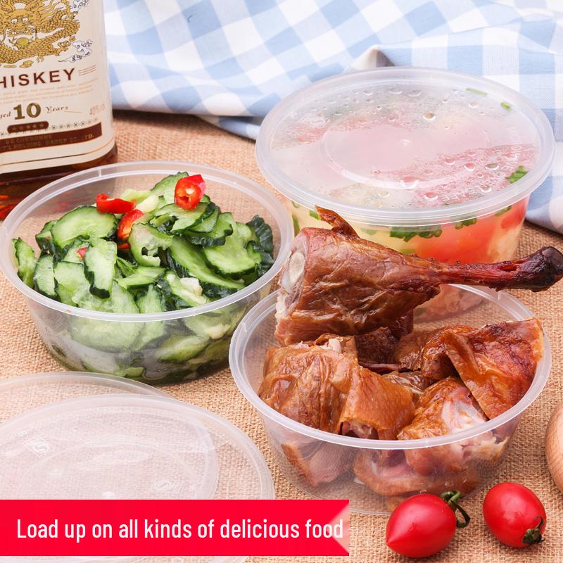 Disposable Transparent Food-Grade Round Takeaway Box for Salad, Bento, or Rice - High Temperature Resistant