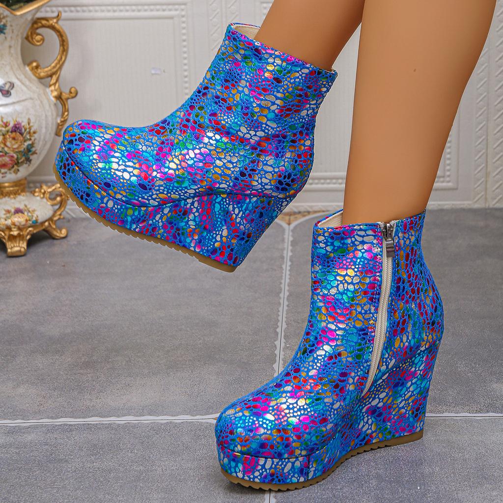 Neue Damen Plateaustiefel mit Keilabsatz, Knielange Nicht Über dem Knie Hohe Absätze Knöchel Kurze Stiefel, Große Größen Mode Damen Schuhwerk