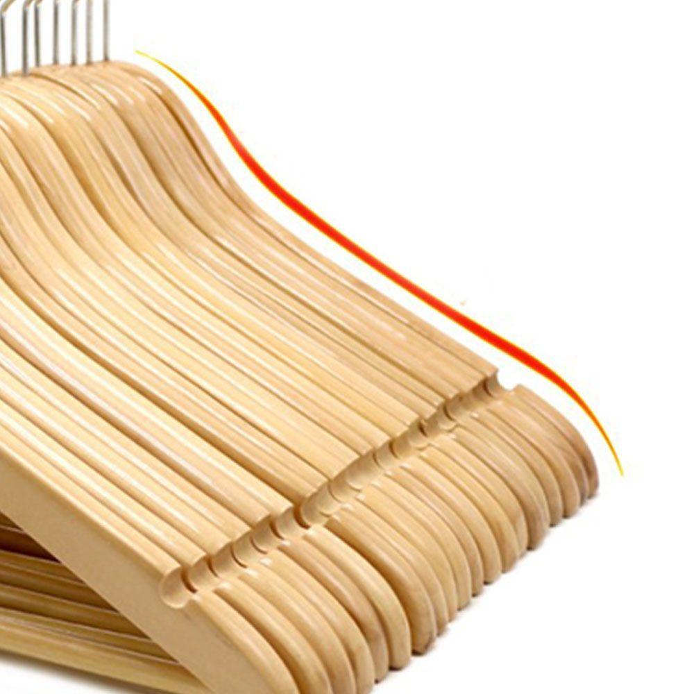 High-Grade Natural Wooden Shirt Coat Hangers Garments Clothes Trouser Bar