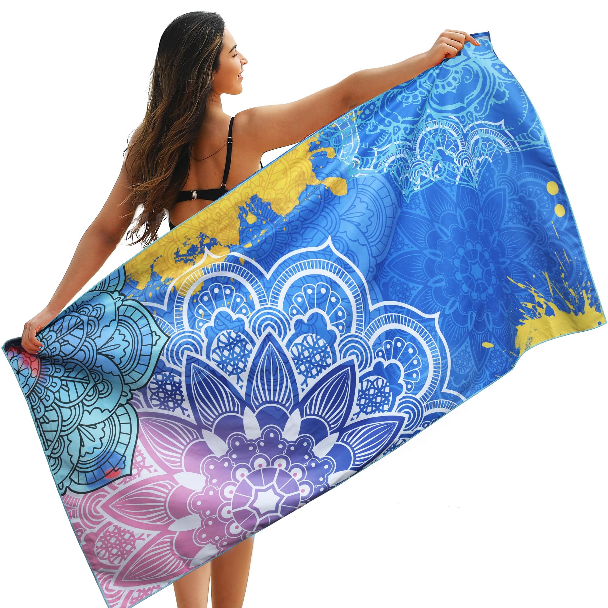 

Winthome Beach Large Size with Travel Beach for the Yoga Mat 1 Towel, (90x180cm), Sandproof, Thin, Pouch, Towel, Microfiber, Absorbent, Quick-Drying,